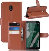 Litchi Texture Horizontal Flip PU lederen tas voor Nokia 1 Plus, met kaartsleuf en houder en portemonnee (bruin)
