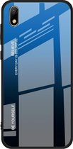 Voor Huawei Y5 (2019) Gradient Color Glass Case (blauw)