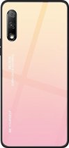 Voor Huawei Honor 9X Gradient Color Glass Case (Geel)