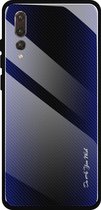 Voor Huawei P20 Pro Texture Gradient Glass beschermhoes (donkerblauw)