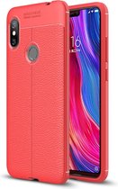 Litchi Texture TPU schokbestendige hoes voor Xiaomi Redmi Note 6 (rood)