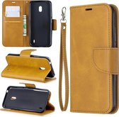 Retro lamsvacht textuur pure kleur horizontale flip pu lederen tas met houder & kaartsleuven & portemonnee & lanyard voor Nokia 2.2 (geel)