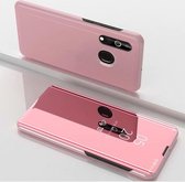 Voor OPPO A8 vergulde spiegel horizontale flip lederen tas met houder (rose goud)