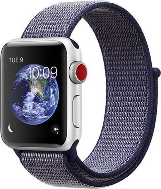 Geweven Sportbandje voor Apple Watch Paars Blauw 42 44 mm bol