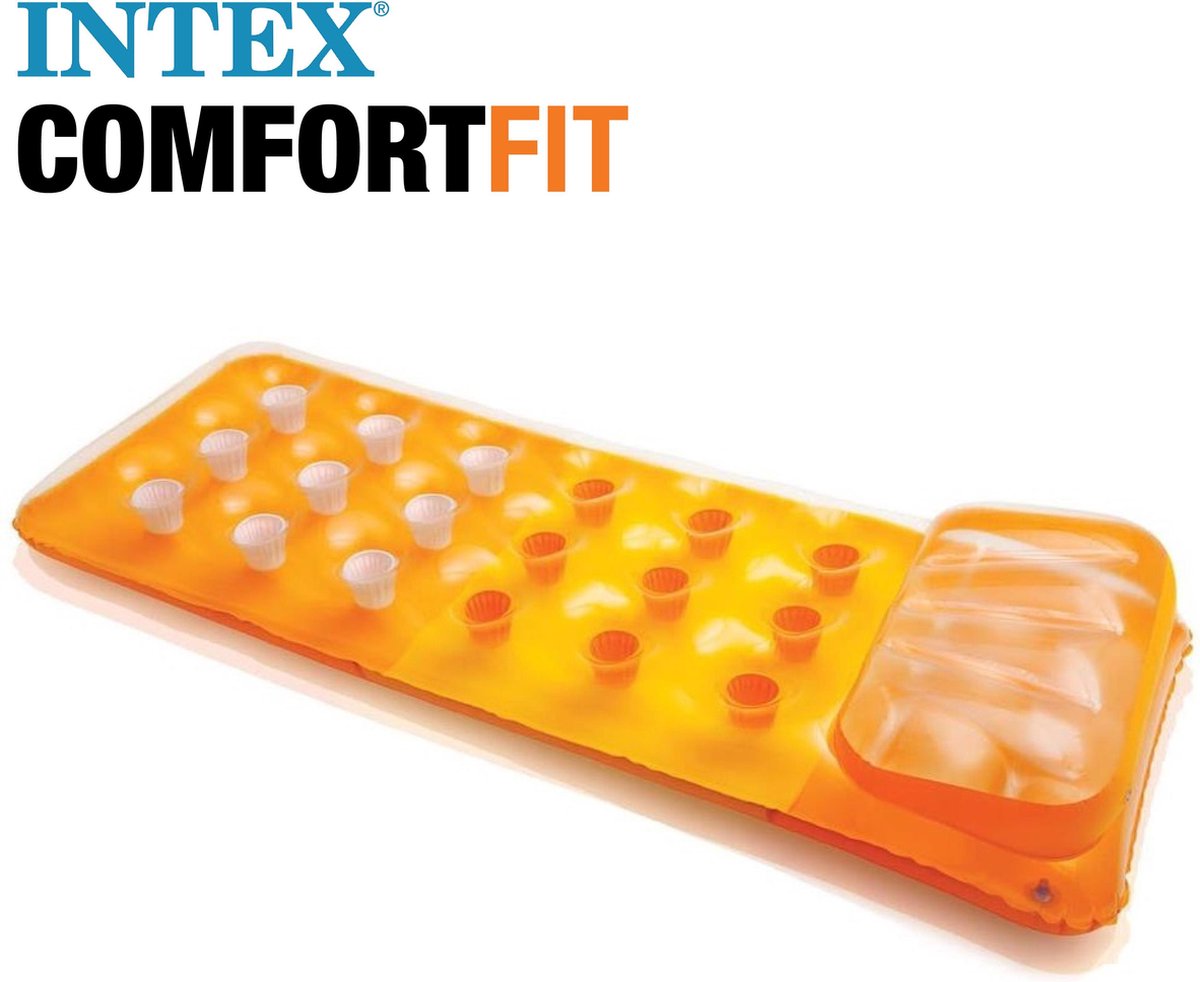 INTEX Luchtbed Comfortfit - 188 x 71cm - luchtmatras zwembad - oranje
