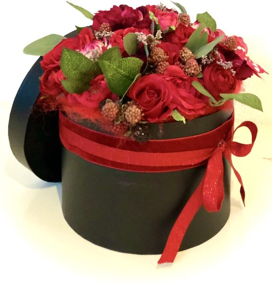 Box of flowers / Rode rozen / Bloemen box / Zijden bloemen / Rozen /  Silk-ka / Boeket... | bol.com
