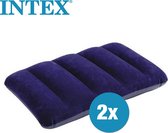 Intex - 2 x Opblaasbare reiskussen - Soft touch - 43 x 28 x 9 cm - Blauw - Nekkussen