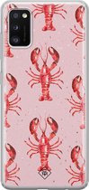 Samsung A41 hoesje siliconen - Lobster all the way | Samsung Galaxy A41 case | Roze | TPU backcover transparant