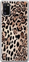 Samsung A41 hoesje siliconen - Luipaard print bruin | Samsung Galaxy A41 case | Bruin/beige | TPU backcover transparant