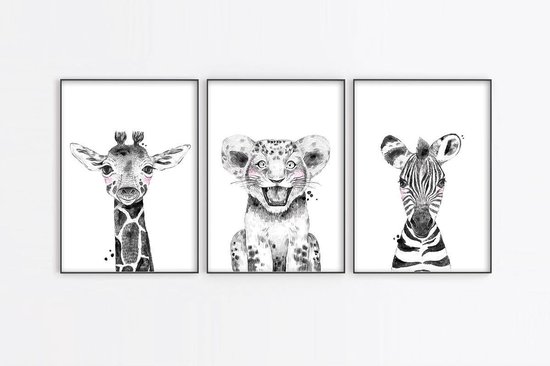 bijtend Interpersoonlijk een miljoen Kinderkamer - Posters - Safari Kamer - Babykamer - 3 Posters - Dieren  Posters - Safari... | bol.com