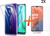 OPPO A9 2020 Hoesje - Transparant  Siliconen Back Cover met 2X Screenprotector - Tempered Glass - Epicmobile