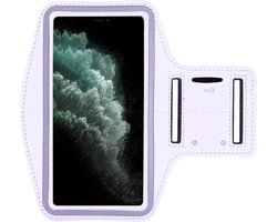 Hardloop sportarmband telefoonhouder voor de iPhone 11 – Telefoonhouder hardlopen Speciaal voor de iPhone 11 – Inclusief ruimte voor een sleutel – Wit