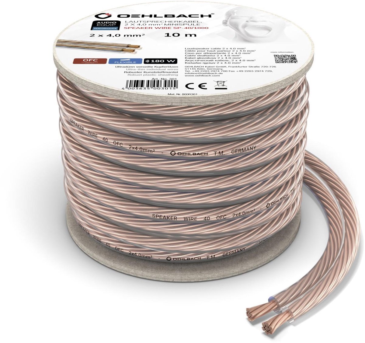 Oehlbach: SP-40 Luidsprekerkabel (2 x 4,0 mm) - 10 meter