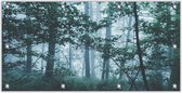 Tuinposter –Mistig Bos vol Bomen– 200x100 Foto op Tuinposter (wanddecoratie voor buiten en binnen)