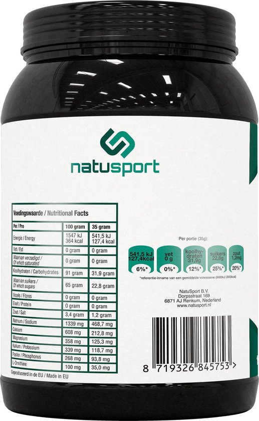 Natusport Isotone Sportdrank - Elektrolyten & Koolhydraten - Lemon - 1kg pot van Merkloos — afbeelding 2