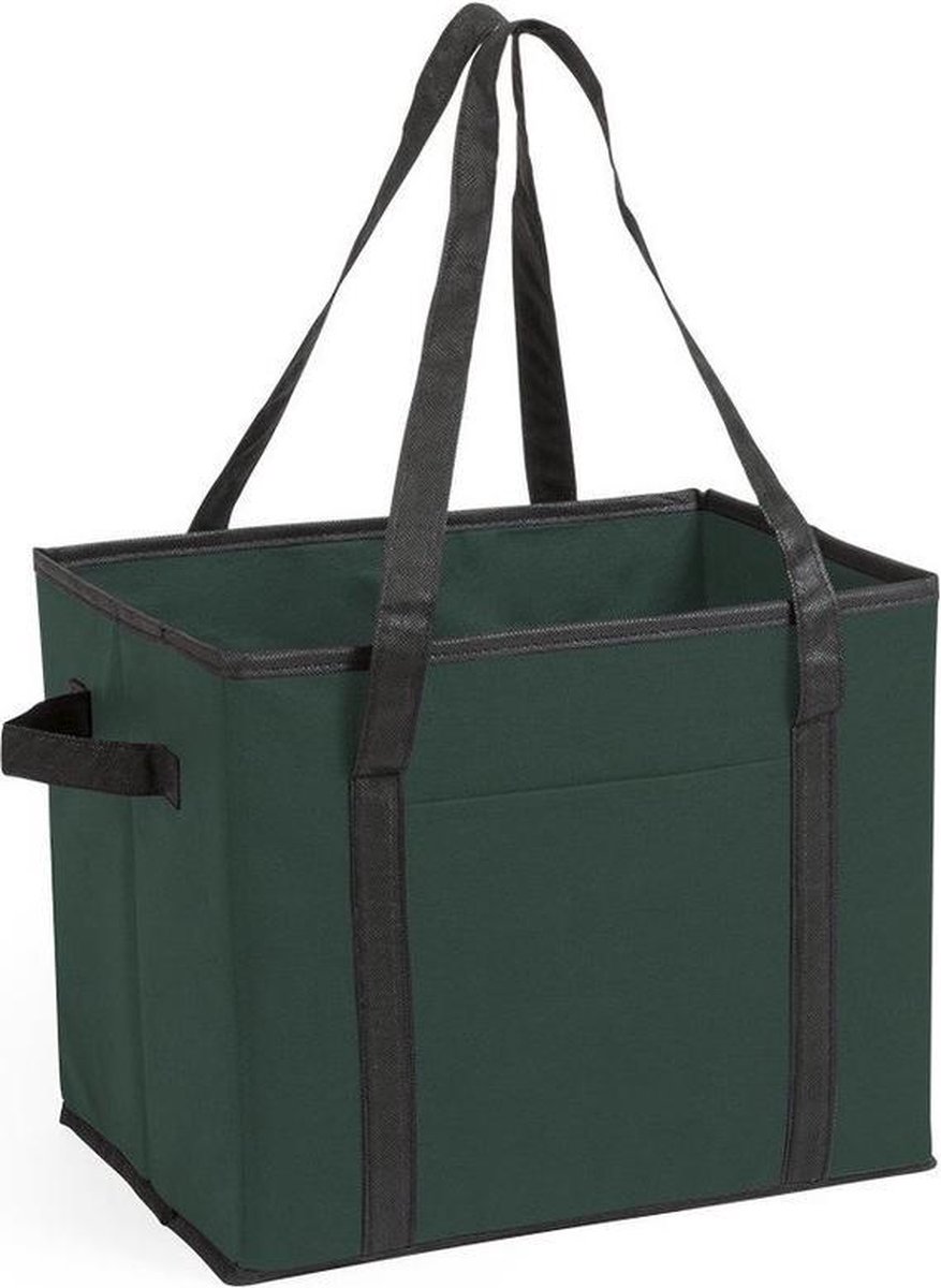 3x stuks auto kofferbak/kasten organizer tassen groen vouwbaar 34 x 28 x 25 cm - Vouwbaar - Auto opberg accessoires
