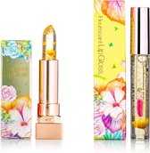 GLAMFOX Honey Flower Lipgloss + Lipstick 2 Stuks - 100% Echte Bloem - 24K Goudpoeder - Korean Skincare - Lip Plumper - Lip Plumping - Lipgloss Transparant - Lippenstift Langhoudend