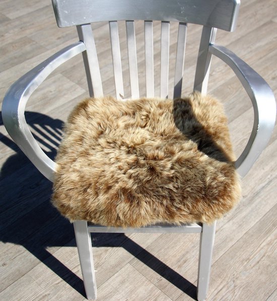 Motel Dan Graan stoel kussentje, schapenvachtje chairpad bruin met blonde wol puntjes |  bol.com