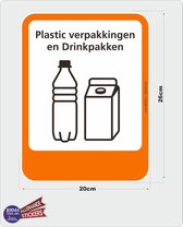Plastic verpakking en drinkpakken recycling pictogram sticker
