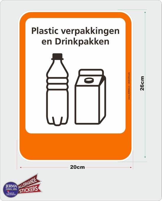 hoek Bekritiseren nakoming Plastic verpakking en drinkpakken recycling pictogram sticker | bol.com