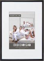 Halfronde Aluminuim Wissellijst - Fotolijst - 70x100 cm - Helder Glas - Hoogglans Zwart - 10 mm