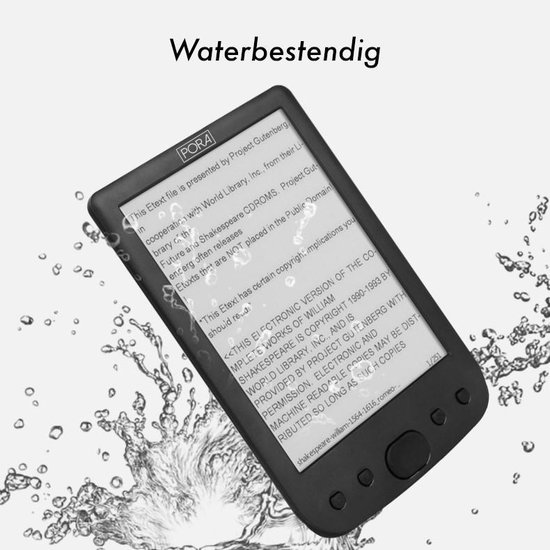 Simple E-INK E-Reader – Hoge Resolutie & Groot Beeldscherm & Schermverlichting + Hoesje & adapter – 8GB - Zwart – E-Book Reader – 6 inch - Pora