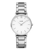 CLUSE Minuit Zilverkleurig/Wit horloge  - Zilverkleurig