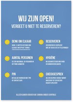 Corona raamsticker A1 “WIJ ZIJN OPEN” - blauw/geel 5 stuks