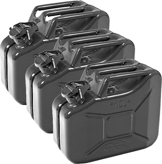 Bidon D'essence Métallique 5L - Rouge, Avec 3 Poignées Et Tube Flexible, Résistant, Pour Essence, Diesel, Eau