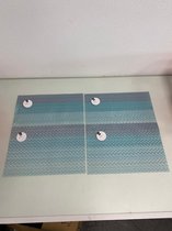 Excellent Houseware placemats met motief (diverse blauwe kleuren) - set van 4 stuks (30 x 40 cm)