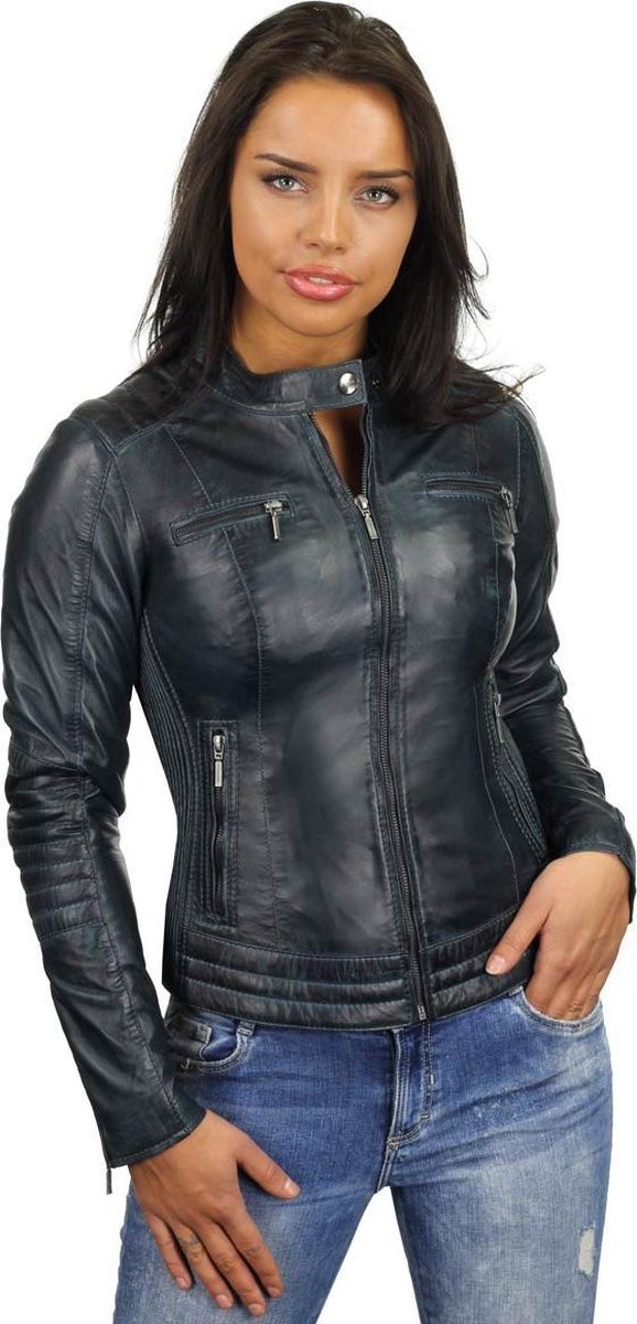 Versano Mesa Leren Dames Bikerjack Dames Jas XL - Blauw