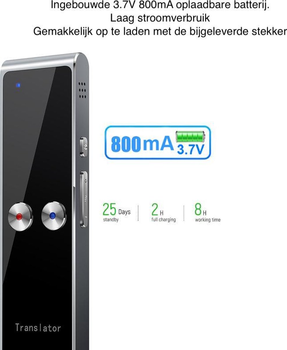Afbeelding 3 van Vertaalcomputer - T8+ - Vertaal Apparaat - Directe Vertaler - 68+ Talen - Zwart - Vertaal Computer
