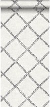 ESTAhome behang oosters berber tapijt zwart en wit - 148666