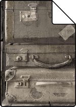 Proefstaal ESTAhome behang vintage koffers donkerbruin - 138217 - 26,5 x 21 cm