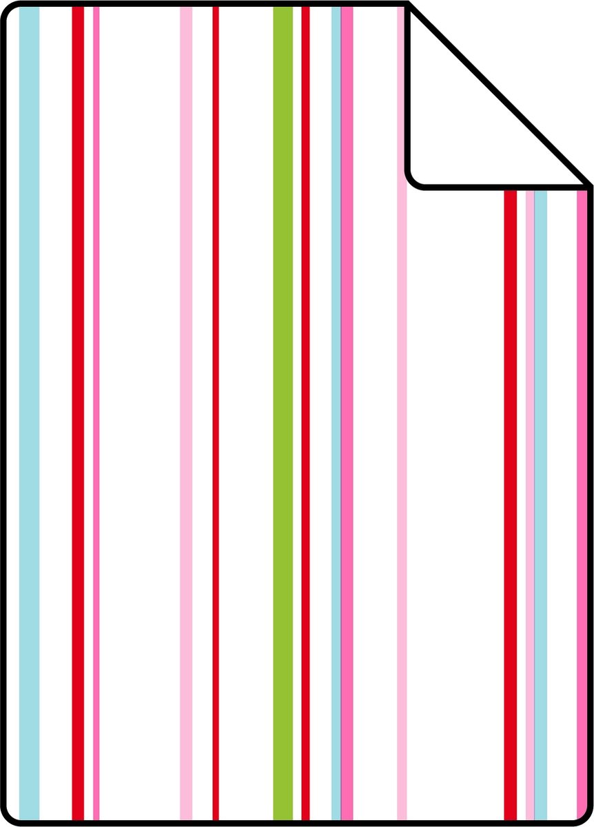 ESTAhome A4 proefstaal van behang strepen limegroen, roze en turquoise - 115726 - 21 x 26 cm