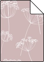 Proefstaal ESTAhome behangpapier schermbloemen oudroze en wit - 139103 - 26,5 x 21 cm