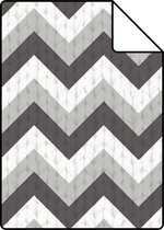 Proefstaal ESTAhome behangpapier zigzag motief zwart en grijs - 138138 - 26,5 x 21 cm