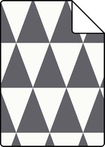 Proefstaal ESTAhome behangpapier grafisch geometrische driehoeken donkergrijs en mat wit - 148672 - 26,5 x 21 cm