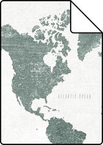 Proefstaal ESTAhome behangpapier vintage wereldkaarten vergrijsd groen - 138971 - 26,5 x 21 cm
