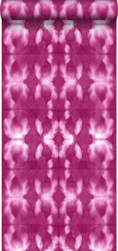 ESTAhome behangpapier tie-dye shibori motief intens fuchsia roze