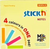 Stick'n Memoblok Magic sticky note - 76x76mm, 4x pastel assorti kleuren, 100 vel