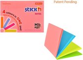 Stick'n Memoblok Magic sticky notes - 76x101mm, 4x neon assorti kleuren, 100 vel