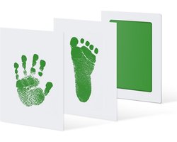 2 Inktpads voor hand- en voetafdrukken van baby's - Zonder Puin en Inkt aan handen - Veilig voor baby's - Raakt de huid niet aan - Perfect aandenken of cadeau - Kraamcadeau - Groen