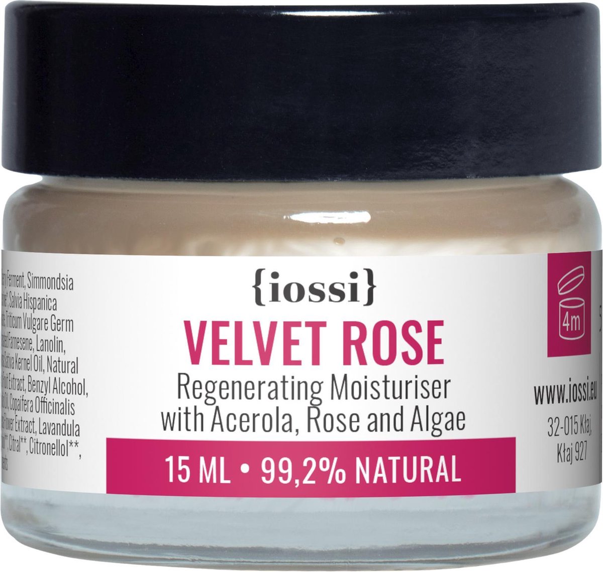 Iossi - Velvet Rose Face Cream Regenerating Moisturizing Acerola, Rose, Algae 15Ml
