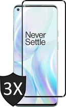 OnePlus 8 Screenprotector - Full Screen Protector Glas - 3 Stuks