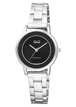 Q&Q dames horloge zilverkleurig met zwarte wijzerplaat QB99J208