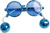 Disco Bril blauw met discoballetjes | Kinderbril