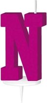 Haza Original Letterkaars ''n'' Met Houder 4 Cm Wax Fuchsia