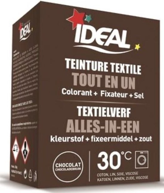 Ideal textielverf bruin - 350 gram - Wasmachine - Alles in 1 - 30ºC - Handwas - Tie Dye - Eenvoudig en milieuvriendelijk in gebruik
