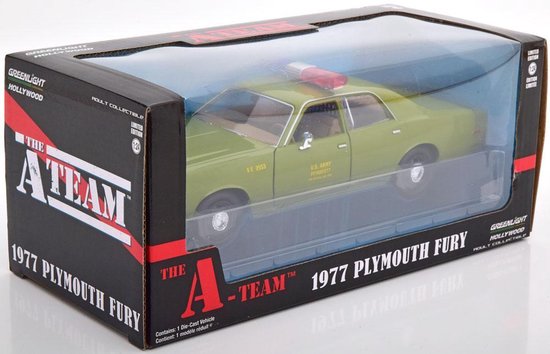 Voiture Miniature Plymouth Fury 1977 - Police U.S. Army The A-Team - Échelle 1:18 Greenlight - Neuf Boîte Fermée